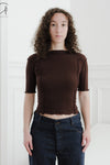 BASERANGE Ruffled Ribbed Cotton T-shirt BAS-TTO3-RB-SP24-TACTILE TTO3-RB-000